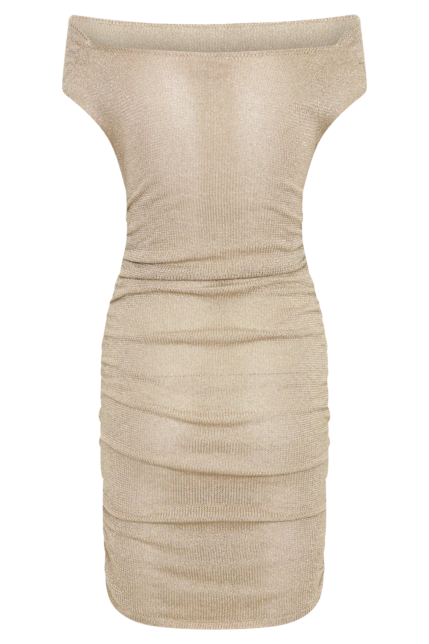 Pasha Off Shoulder Knit Mini Dress - Gold