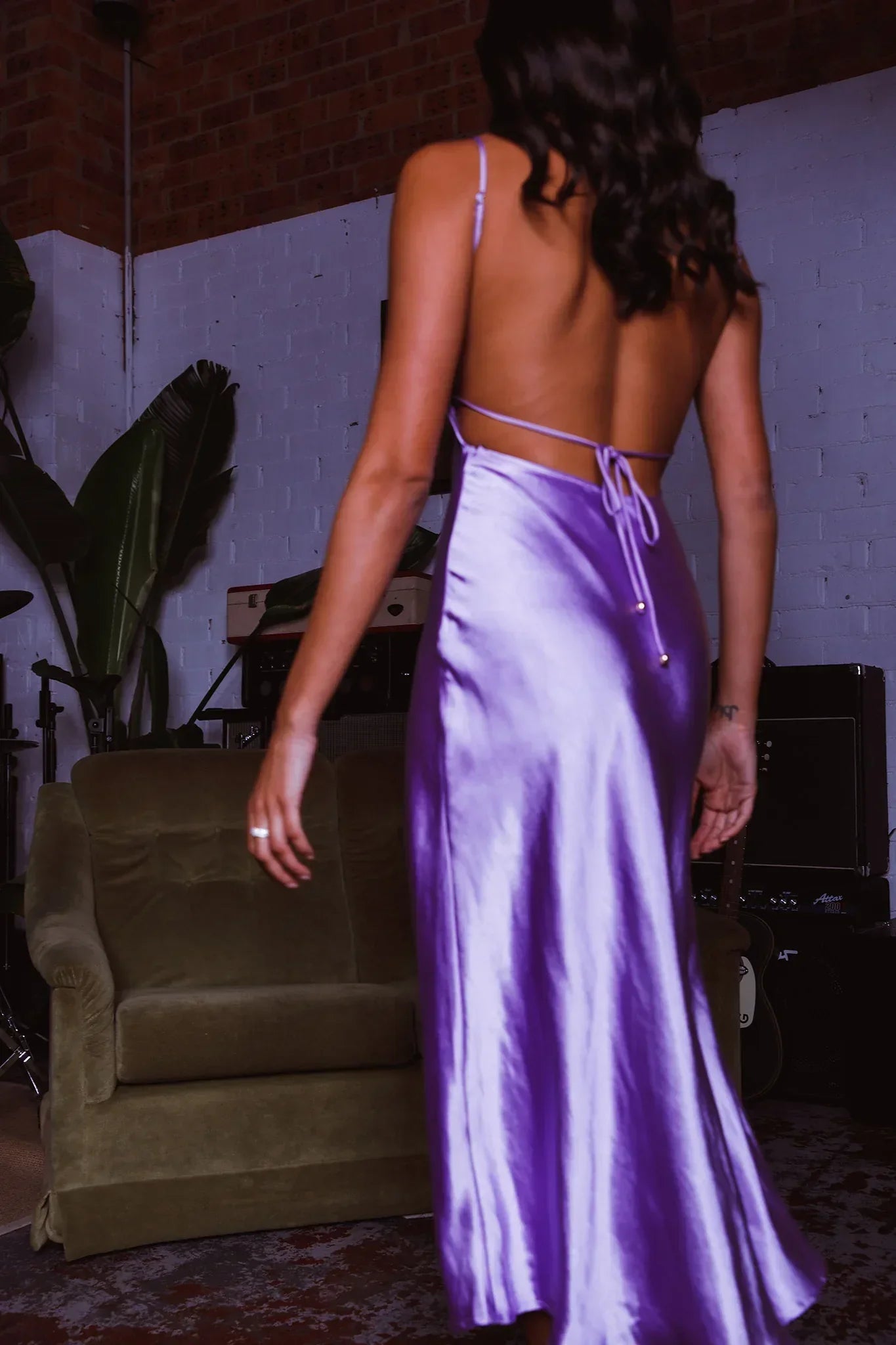Dolce Life Low Back Midi Dress Lilac