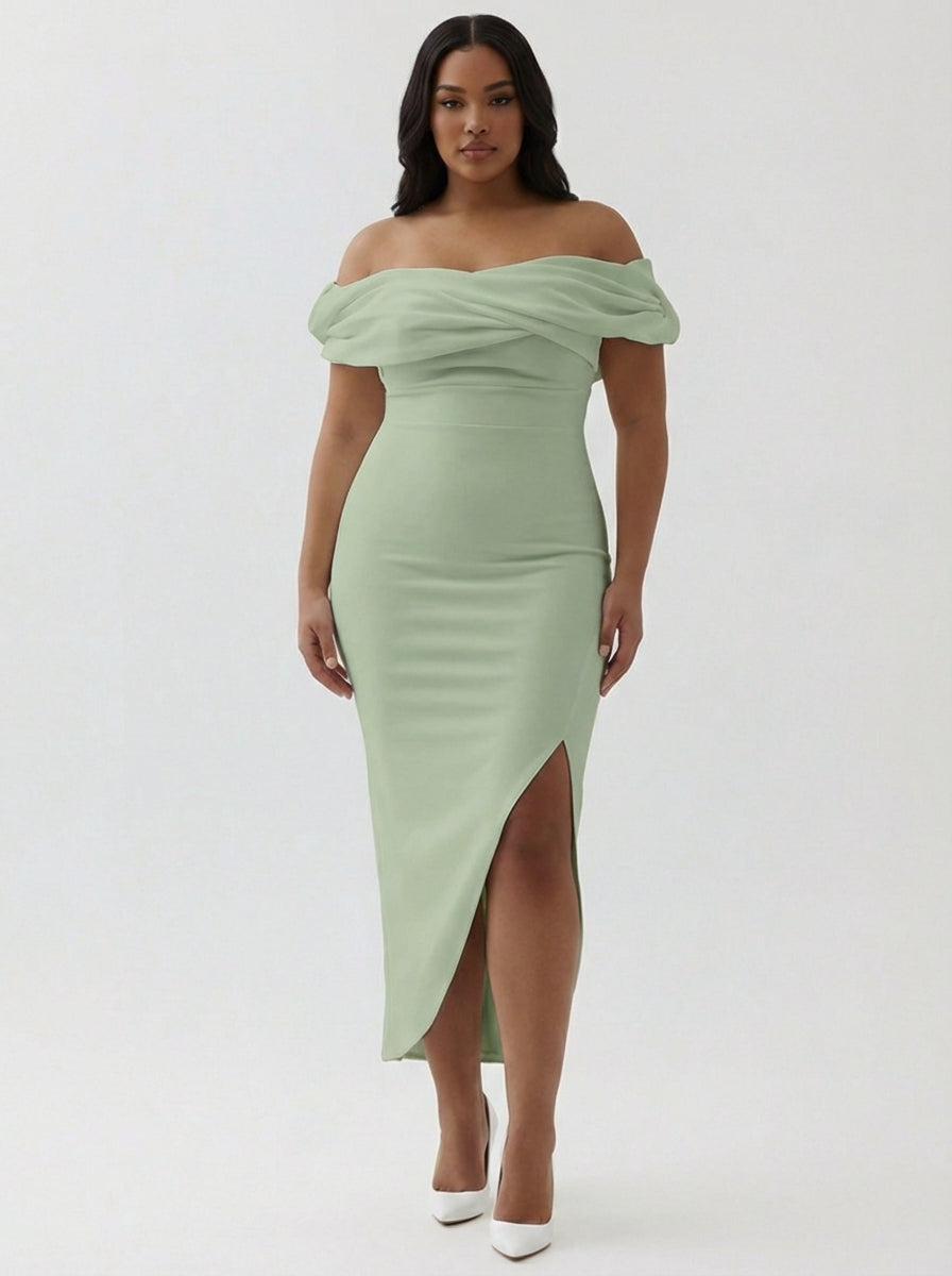 Plus Size White Sheath Satin Off the Shoulder Matte Asymmetrical Graduation Dress
