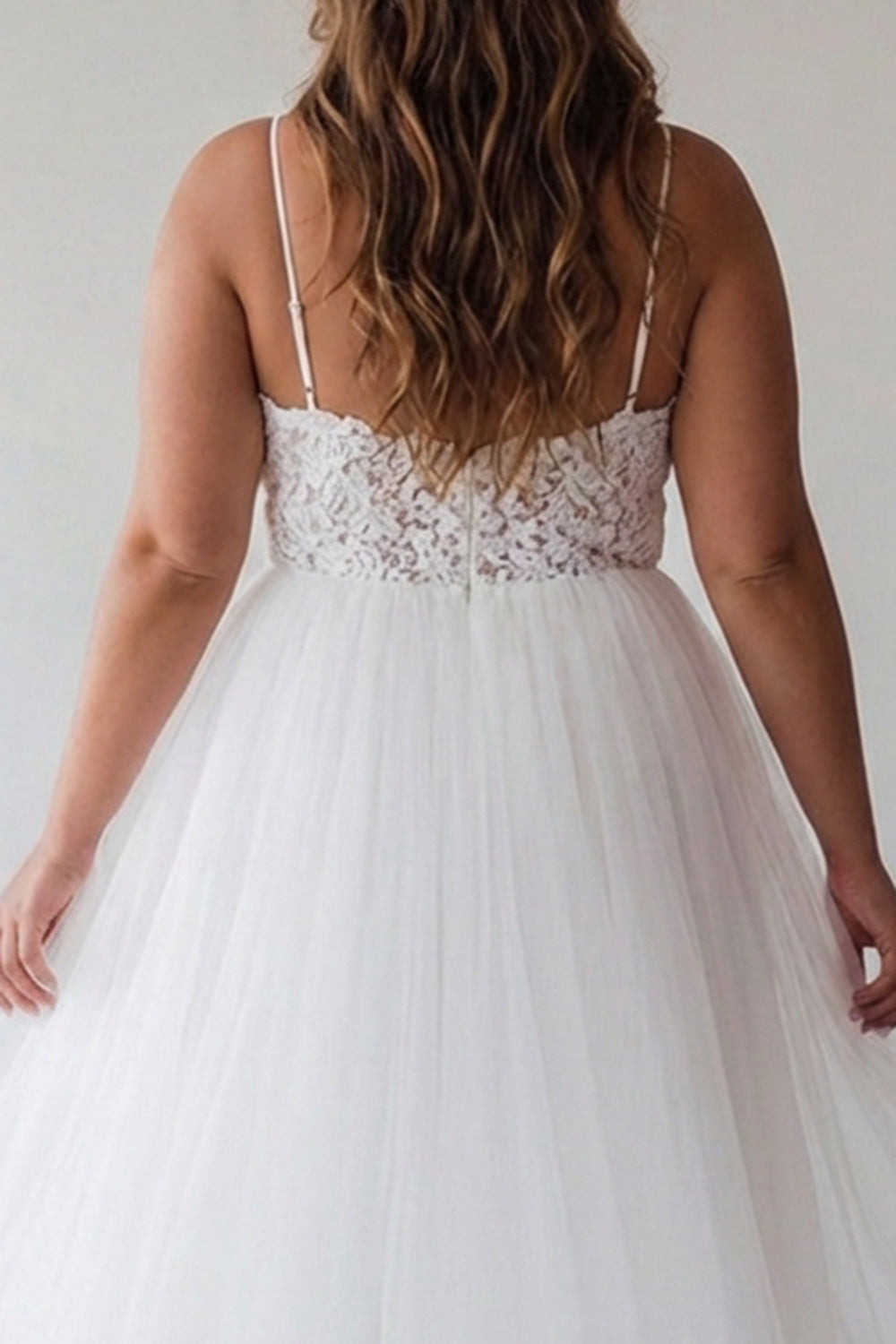 Plus Size Lace White A Line Tulle Tea Length Graduation Dress