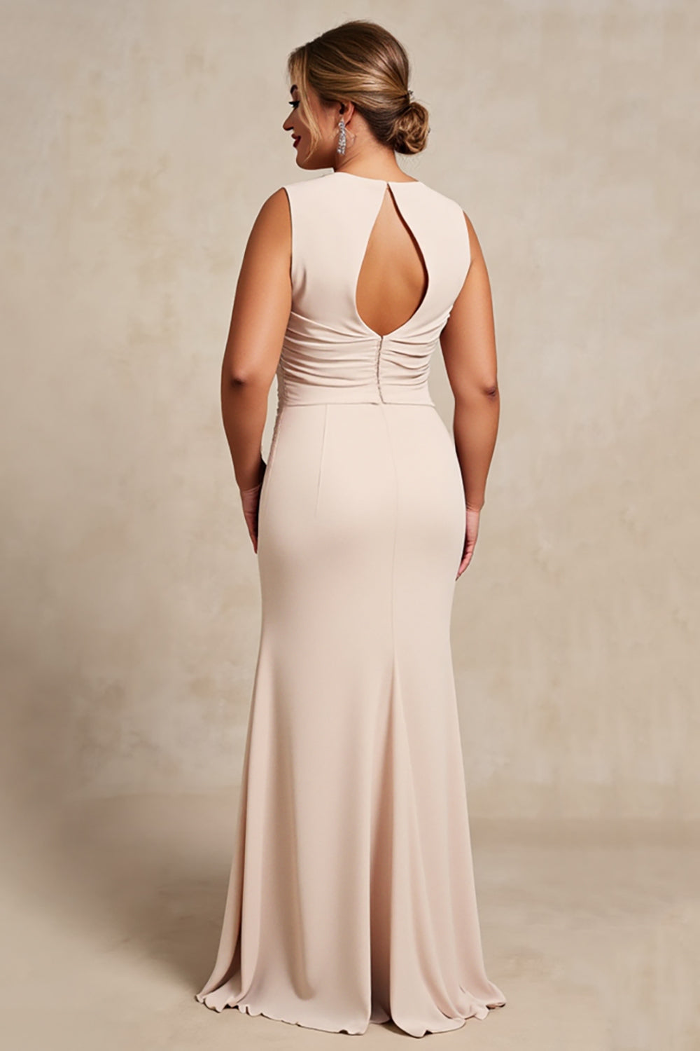 Apricot Plus Size Chiffon Long Mother of the Bride Dress with Ruffles