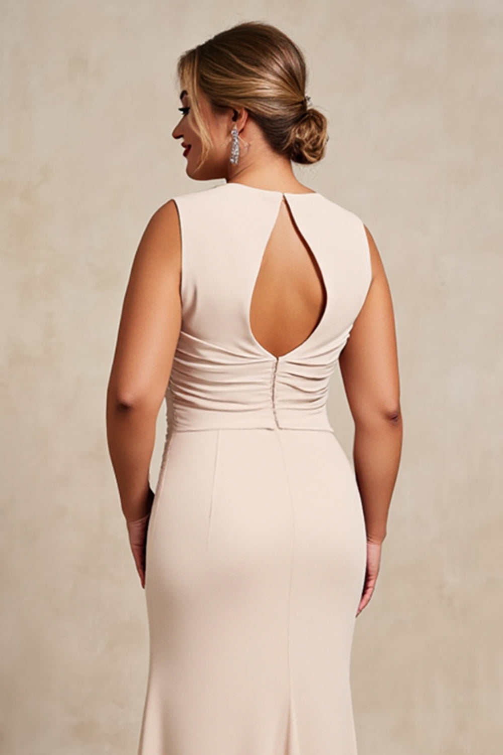 Apricot Plus Size Chiffon Long Mother of the Bride Dress with Ruffles