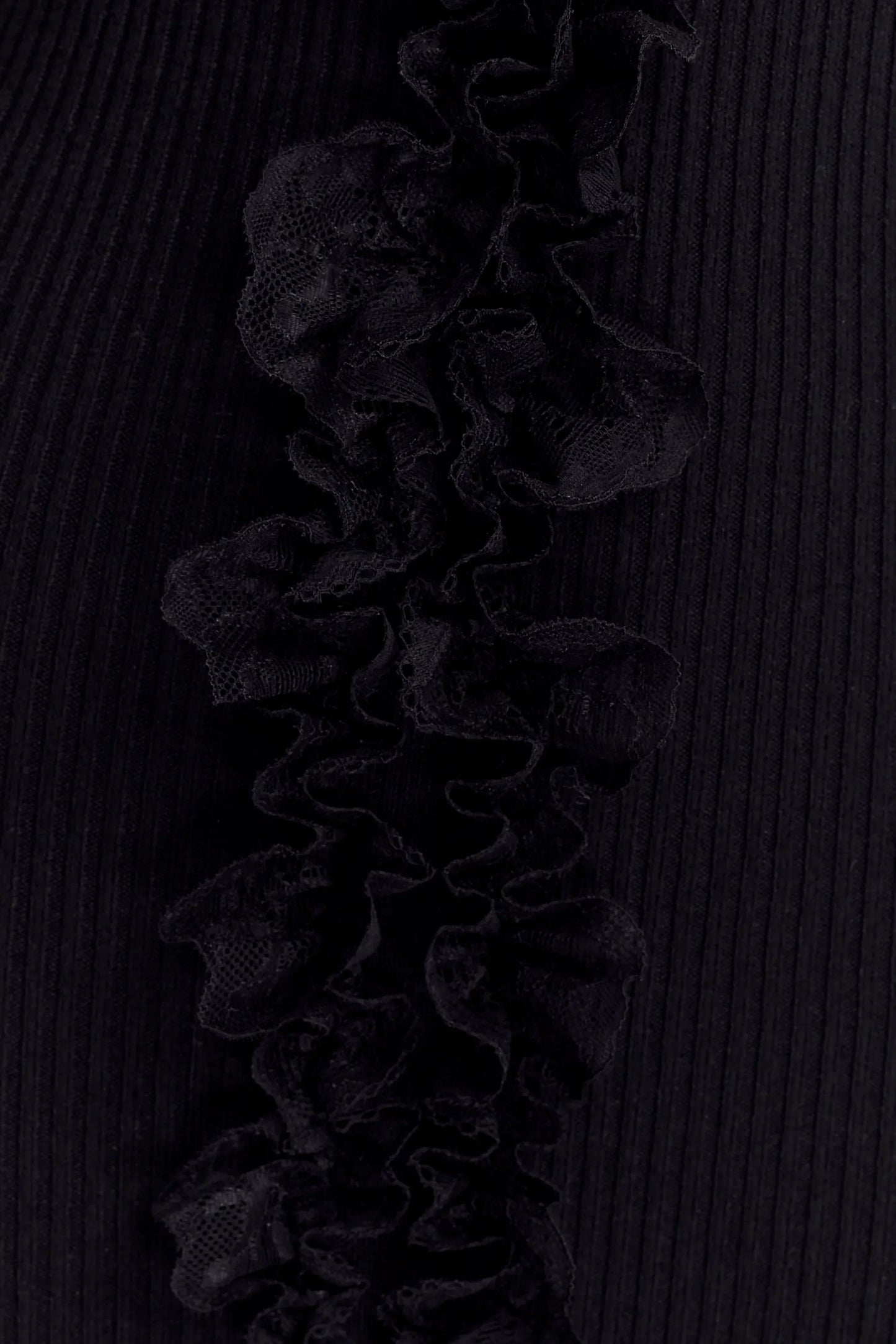 Shay Lace Ruffle Knit Midi Dress - Black