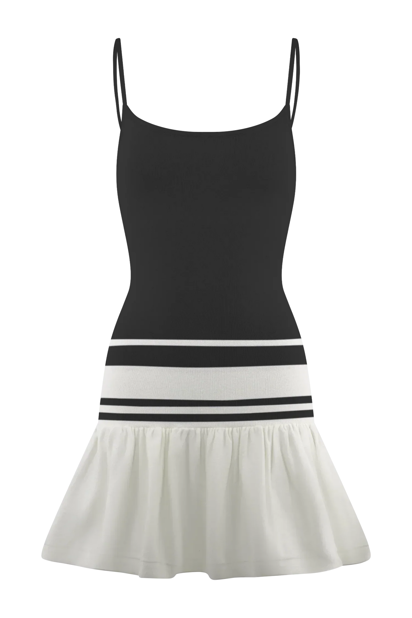 Ellison Contrast Knit Mini Dress - Black/White