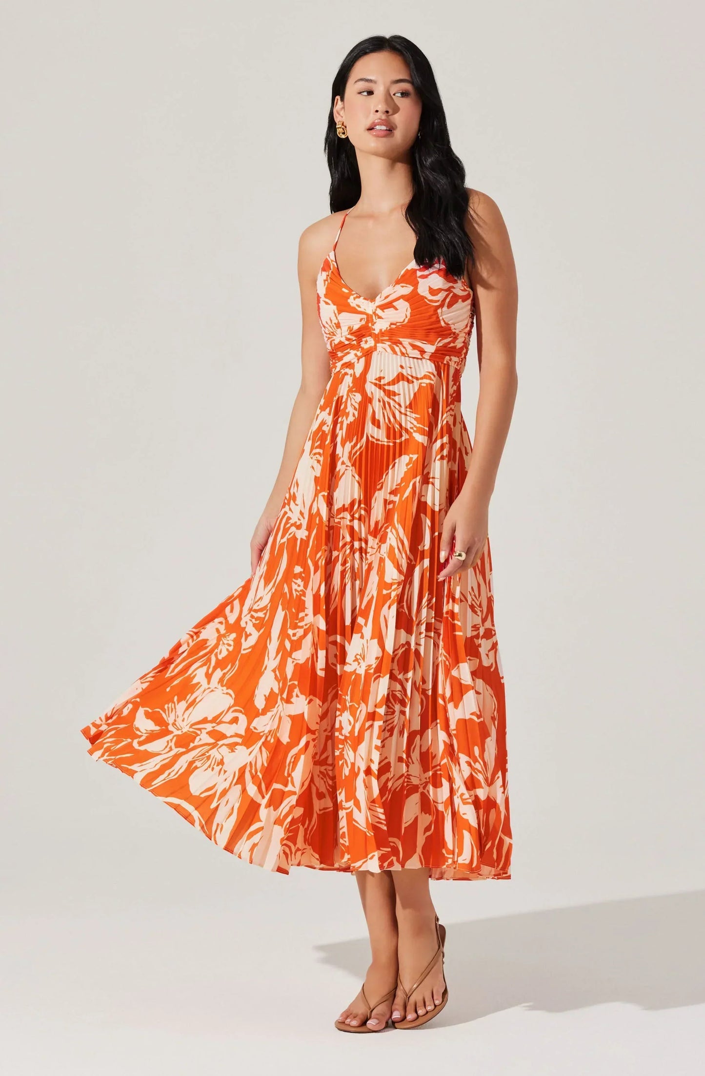 Blythe Floral Plisse Midi Dress