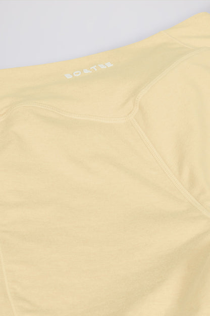 Brushed Jersey Ruched Mid-Rise Leggings in Lemon Marl