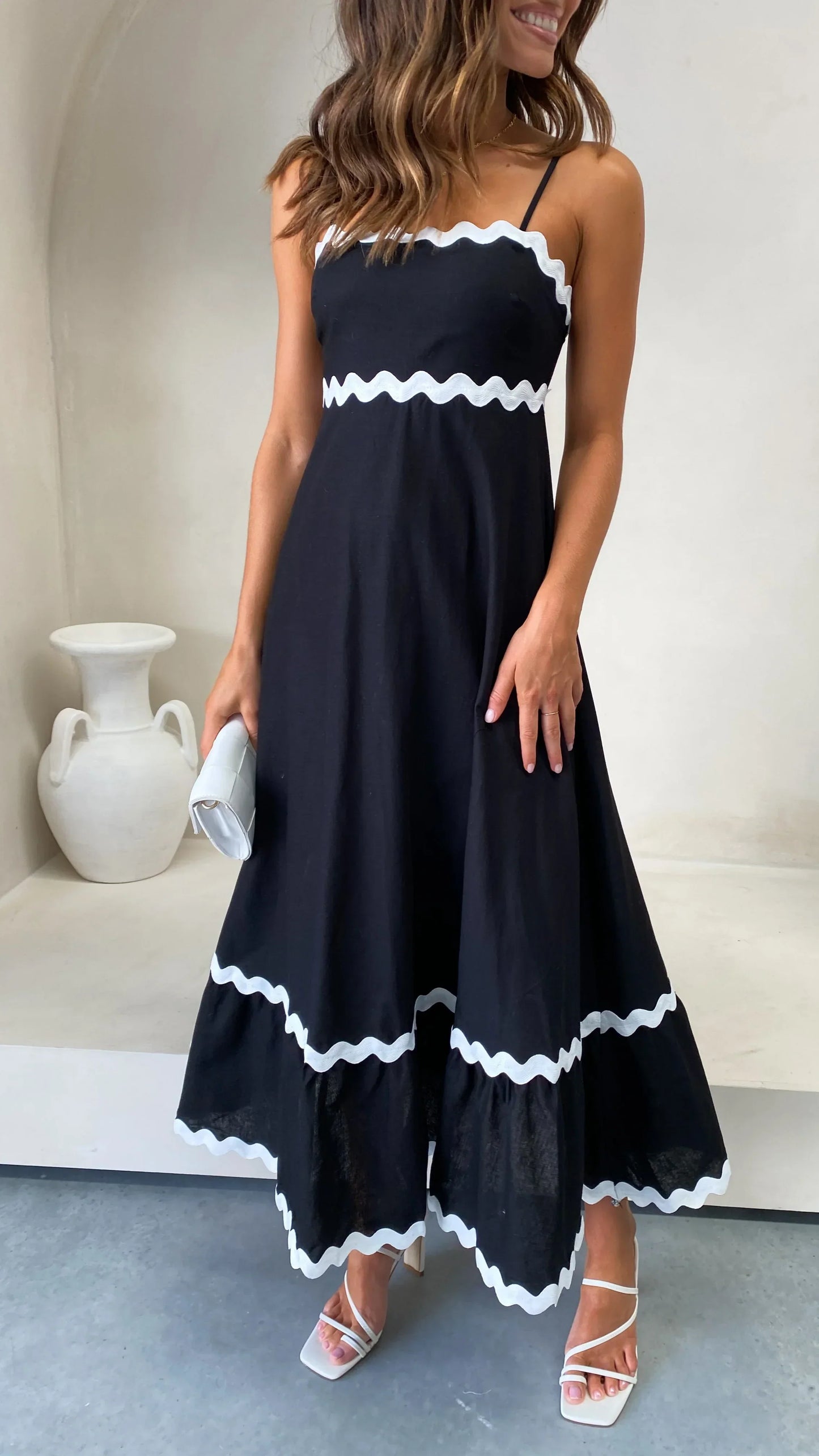 Brodey Midi Dress - Black / White